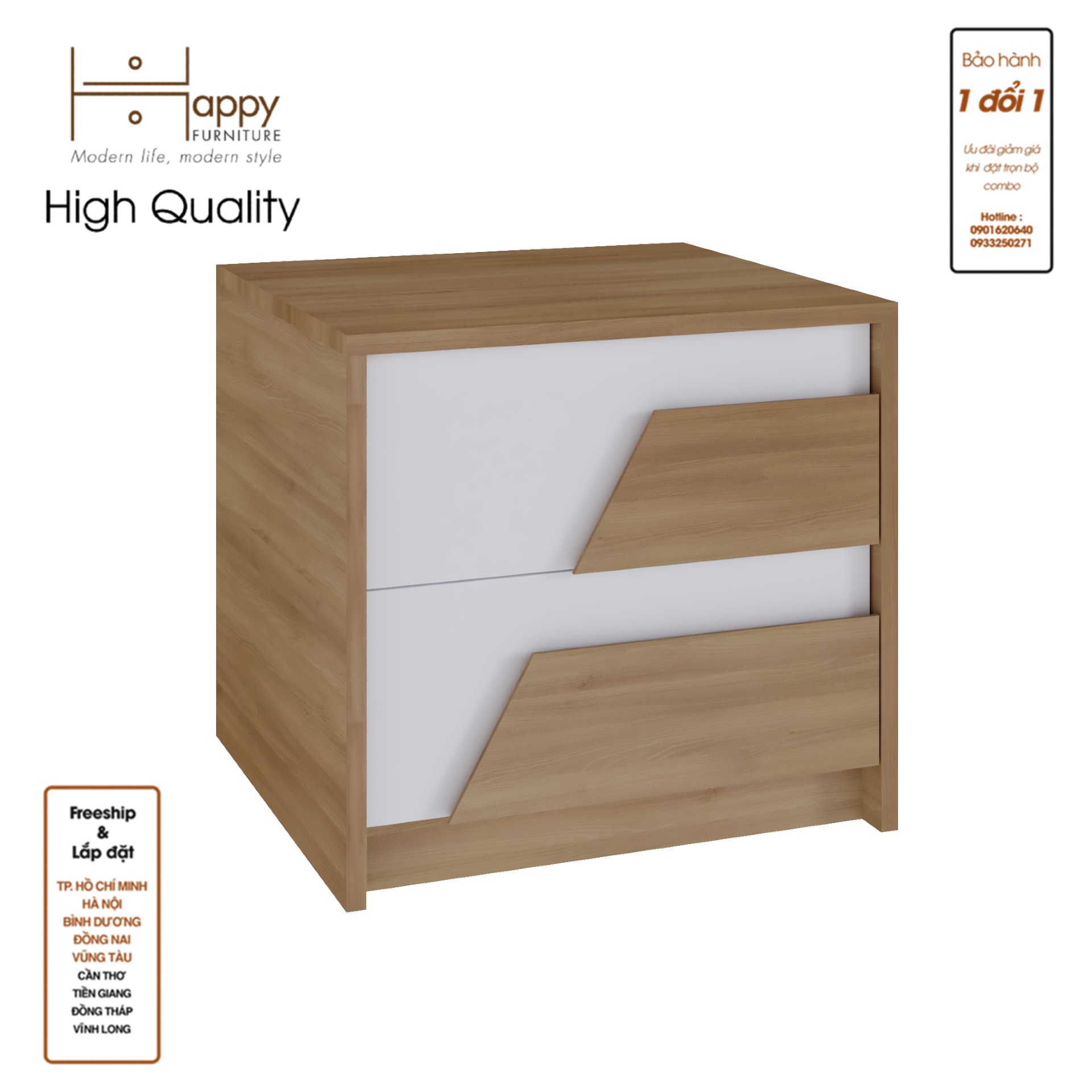 [Happy Home Furniture] PONIX, Táp đầu giường 2 ngăn kéo, 50cm x 45cm x 46cm ( DxRxC), THK_110
