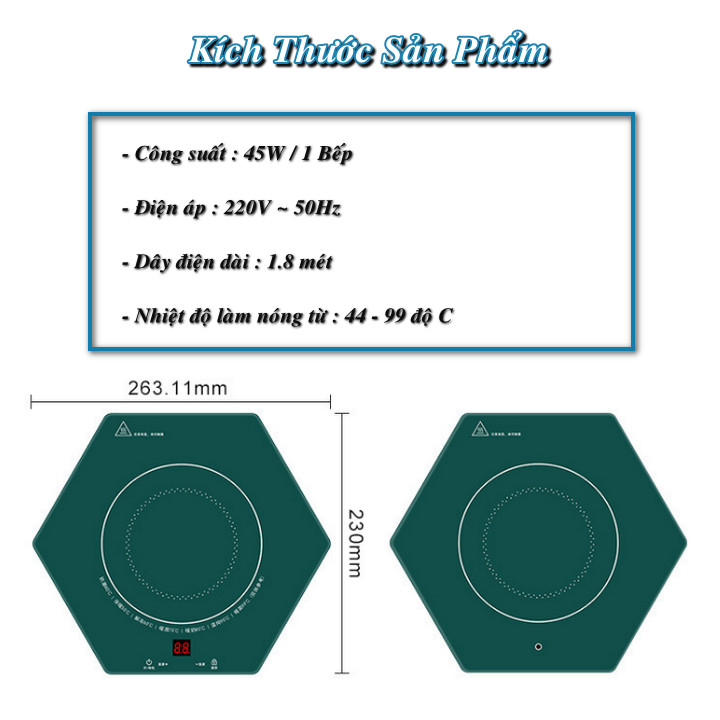 Bộ 4 Mâm Hâm Nóng Thức Ăn Hexagon Ghép Nối - Home and Garden