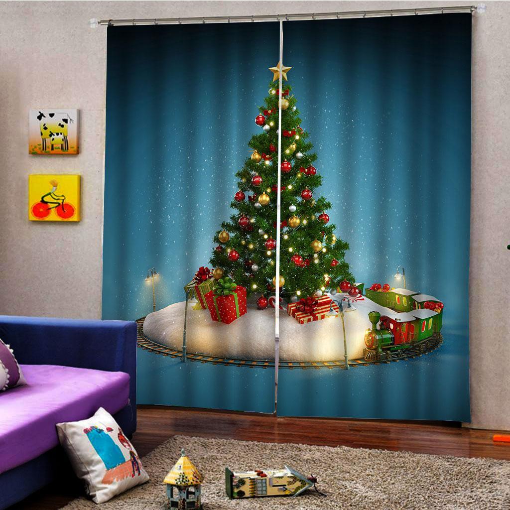 2pcs/ Christmas Living Room Bedroom Window Drapes Decor Curtains