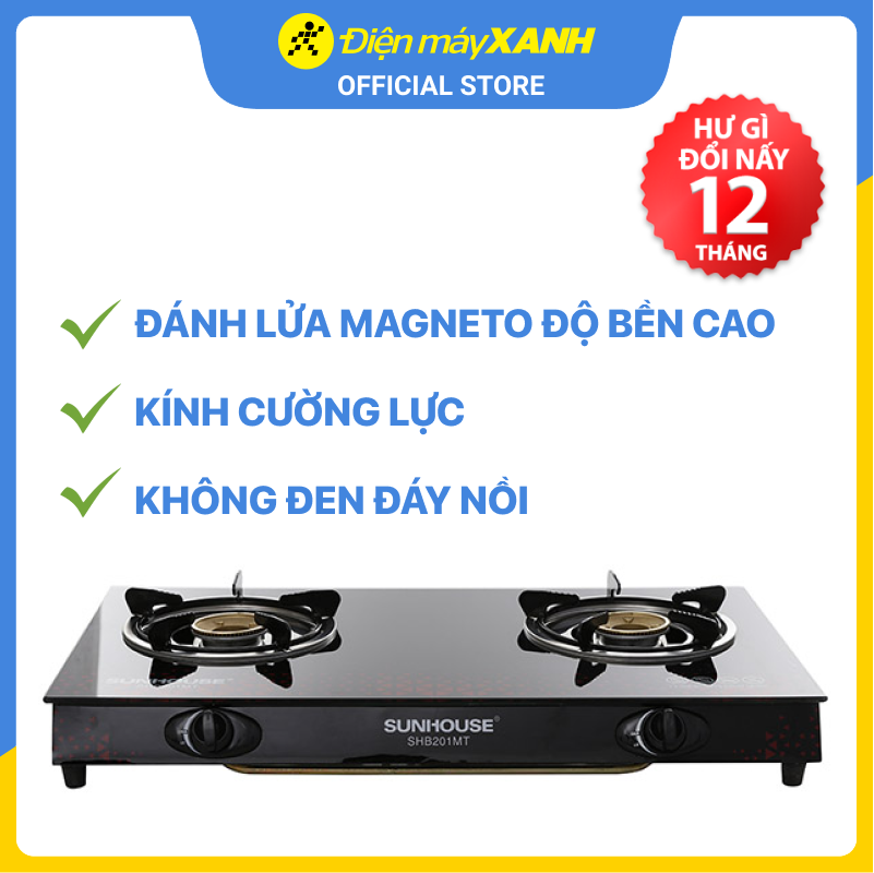 Bếp Gas Dương Đôi Mặt Kính Sunhouse - SHB201MT - Hàng chính hãng