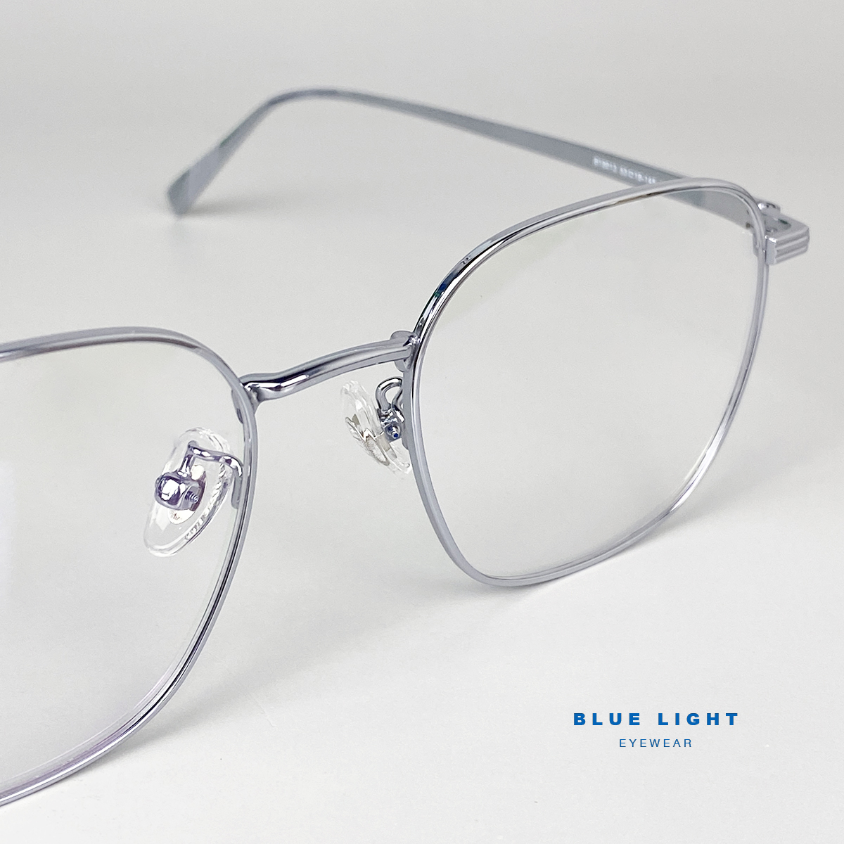 Gọng Kính Cận, Kính Giả Cận Nam Nữ TITANIUM Cao Cấp Siêu Nhẹ, Mắt Vuông To Dày Bản, Full Đen Bạc - BLUE LIGHT