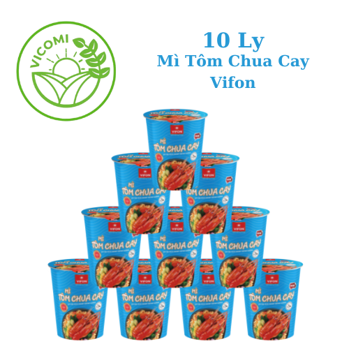 10 ly mì Tôm chua cay Vifon 67g