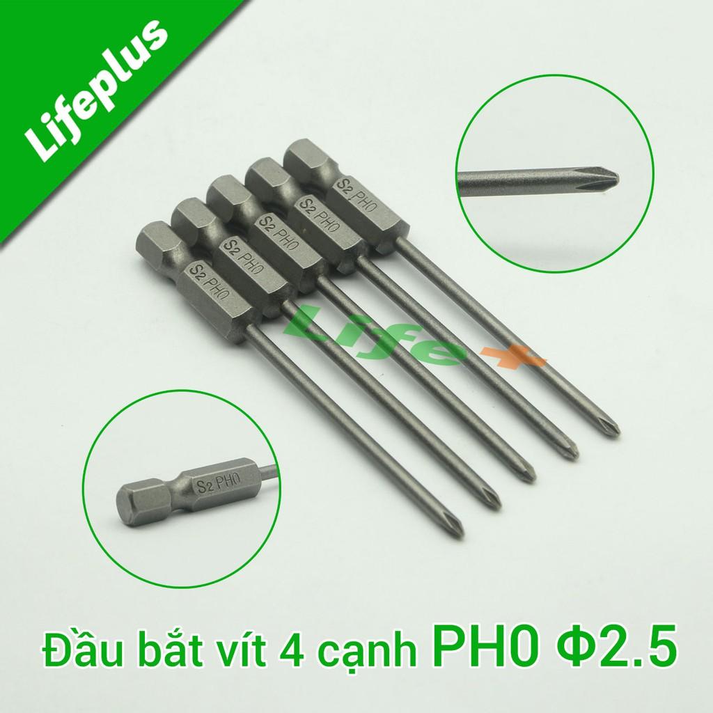 Đầu bắt vít 4 cạnh PH0 chuôi lục