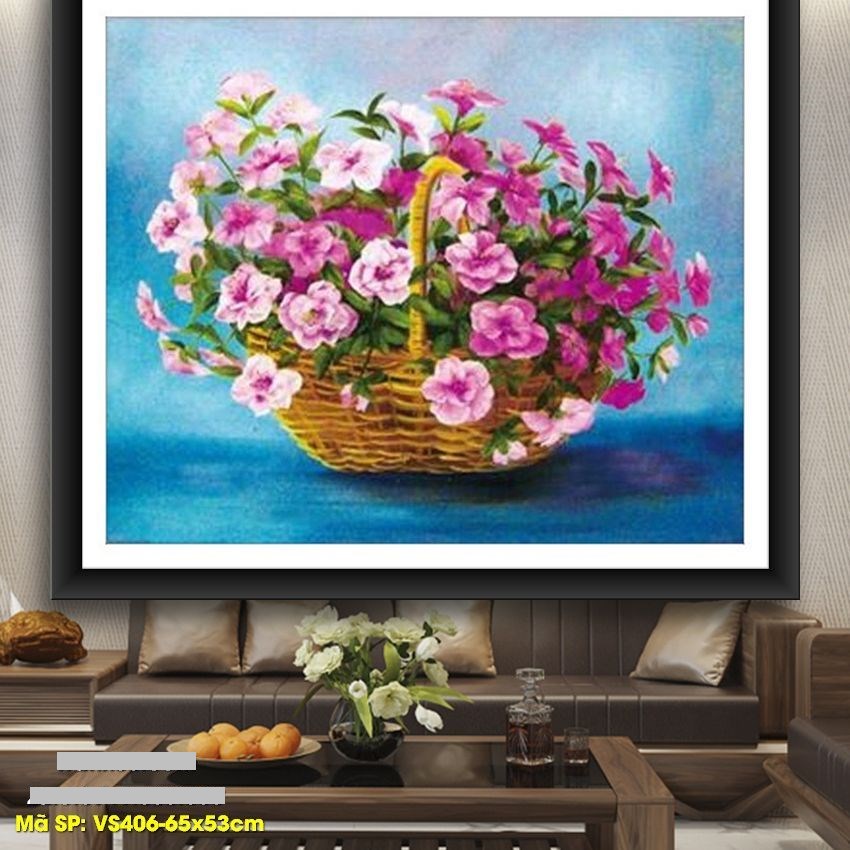 Tranh đính đá bình hoa khoe sắc VS406 - 65 x 53 cm - chưa đính