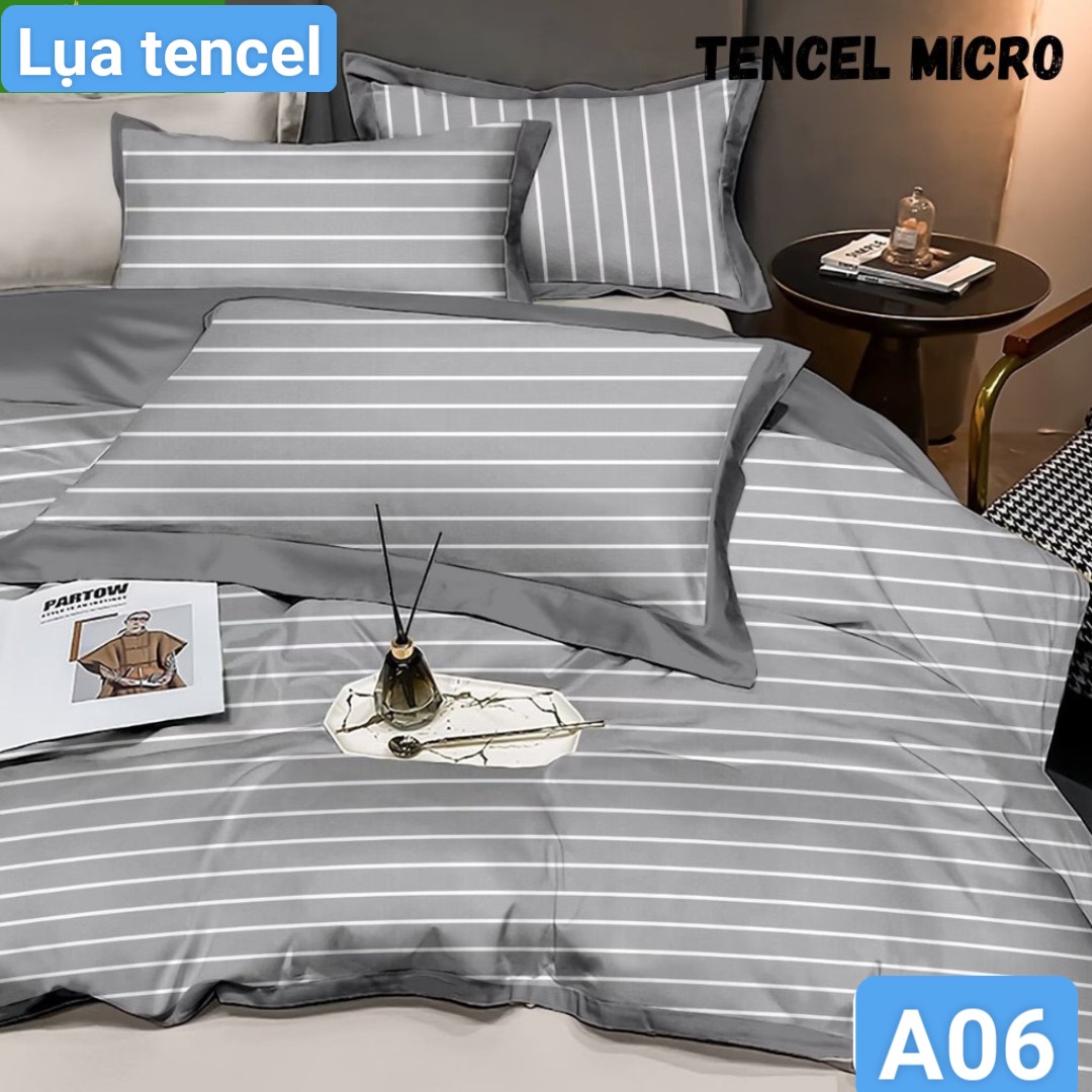 Bộ drap gối Tencel vải Hàn Quốc , đỉnh cao mát , mềm mại { drap và 3 áo gối}