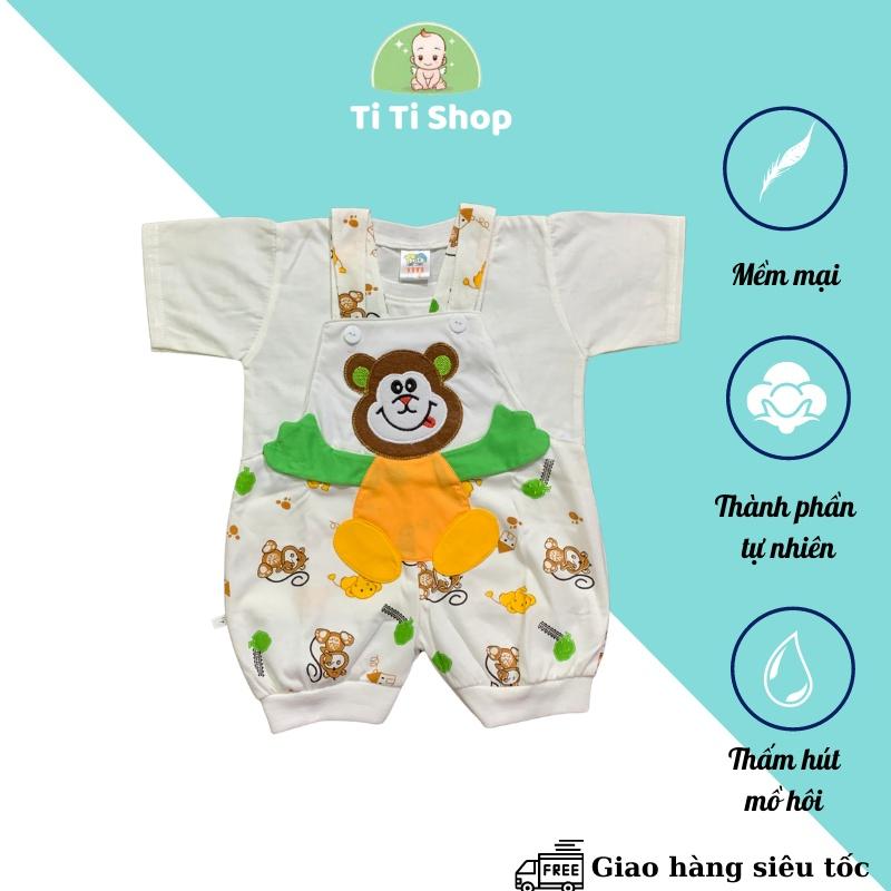 Set áo yếm trẻ em sơ sinh  thêu hình gấu con - trắng - dành cho trẻ 3 - 9kg - cotton 100%