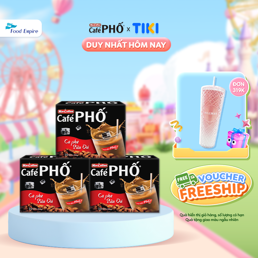 Combo 3 hộp Cà phê phố Sữa Đá - Maccoffee (hộp 10 gói x 24g)