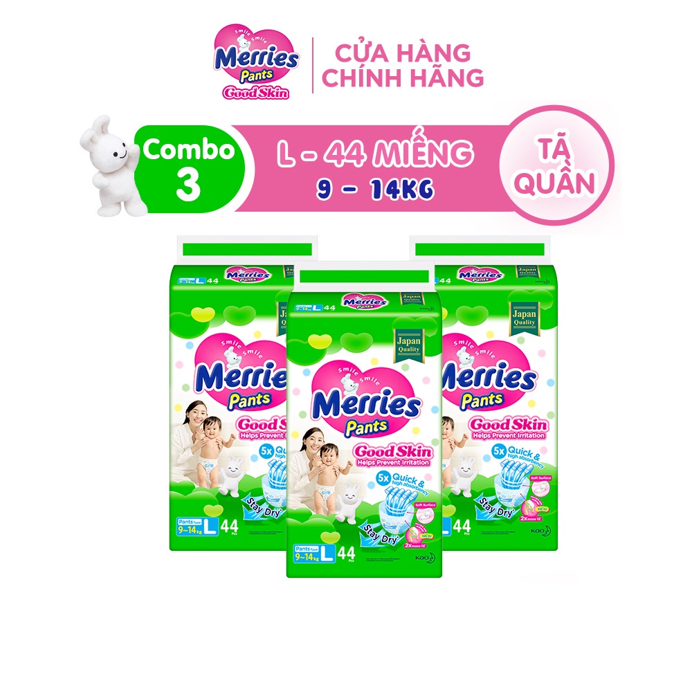 Combo 3 Tã Quần Merries Goodskin Đủ Size M50L44Xl38Xxl28 - L