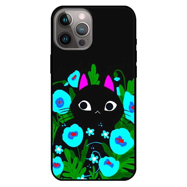 Ốp lưng dành cho Iphone 12 Mini - Iphone 12 - Iphone 12 Pro - Iphone 12 Pro Max - Mèo Đen Hoa Xanh