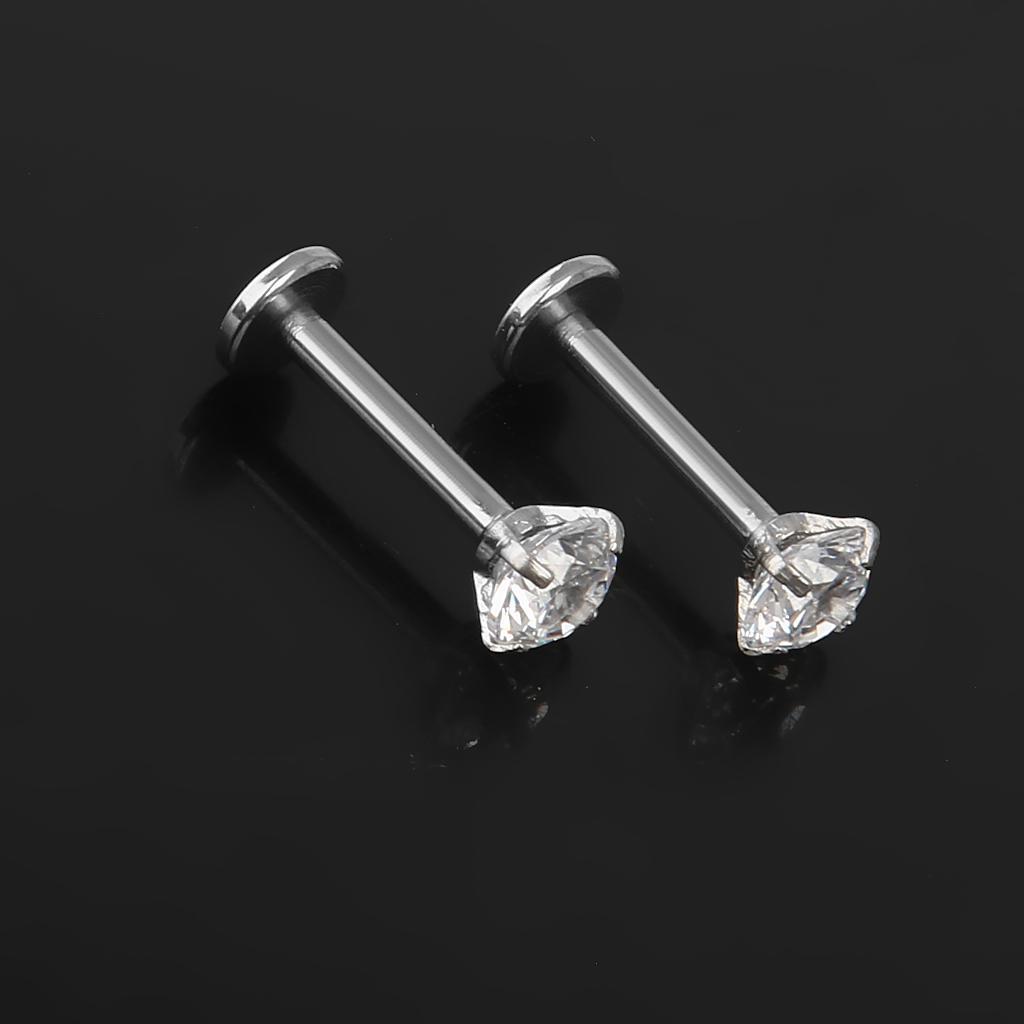 2Pcs Clear Crystal Nose Stud Nose Earrings Bar