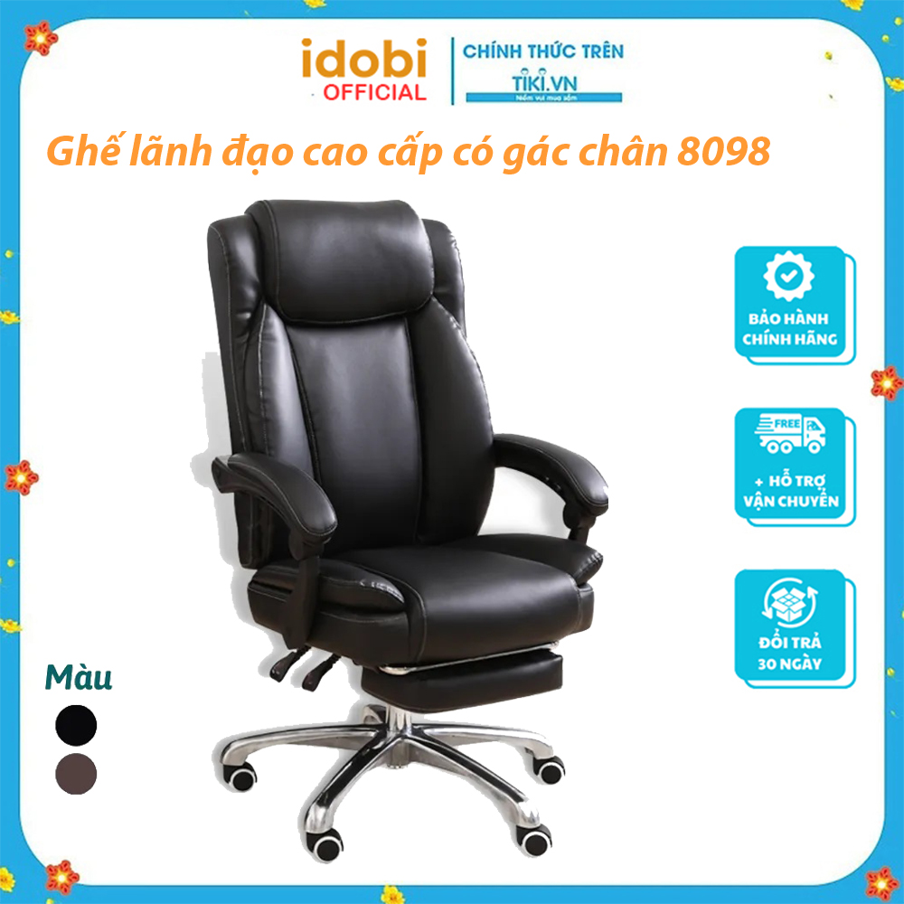 Ghế giám đốc ngả lưng135 độ, có gác chân, ghế phủ da PU cao cấp, chân ghế kim loại - T8098