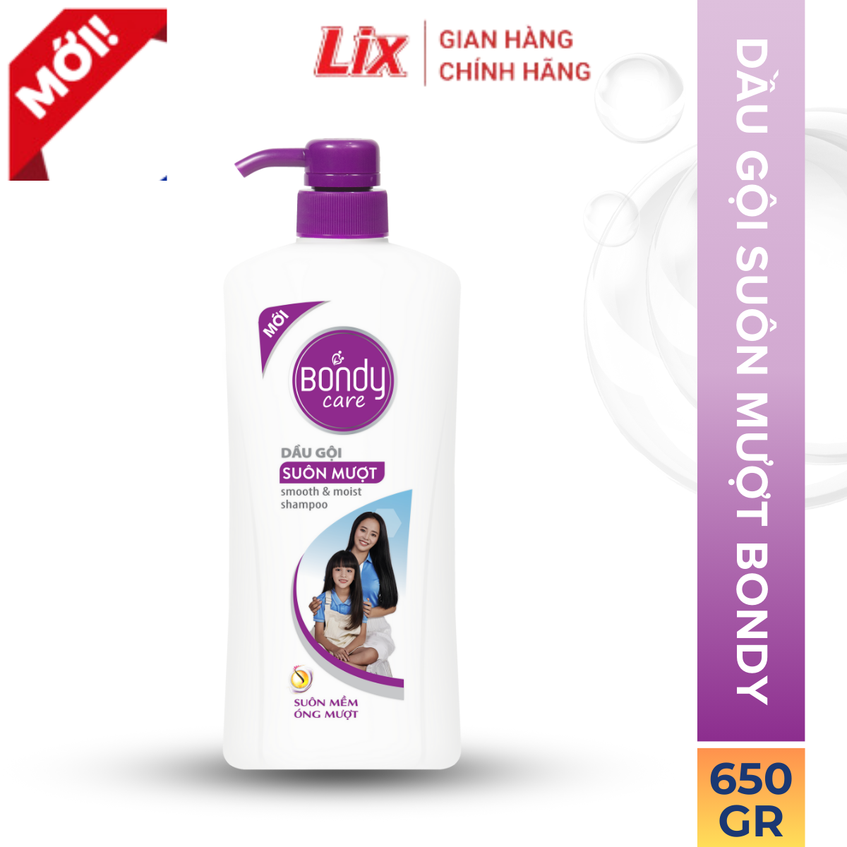 Dầu gội đầu suôn mượt Bondy Care 650g nuôi dưỡng và bảo vệ tóc từ sâu bên trong Z1103 Lixco Việt Nam
