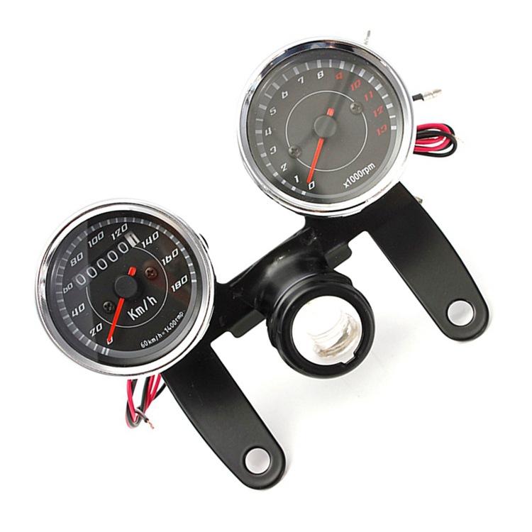 Đa Năng Xe Máy 12V Kép Đồng Hồ Đo Tốc Độ Máy Đo Tốc Độ Kết Hợp Đồng Hồ Đo Đèn Nền LED Bộ Sửa Đổi