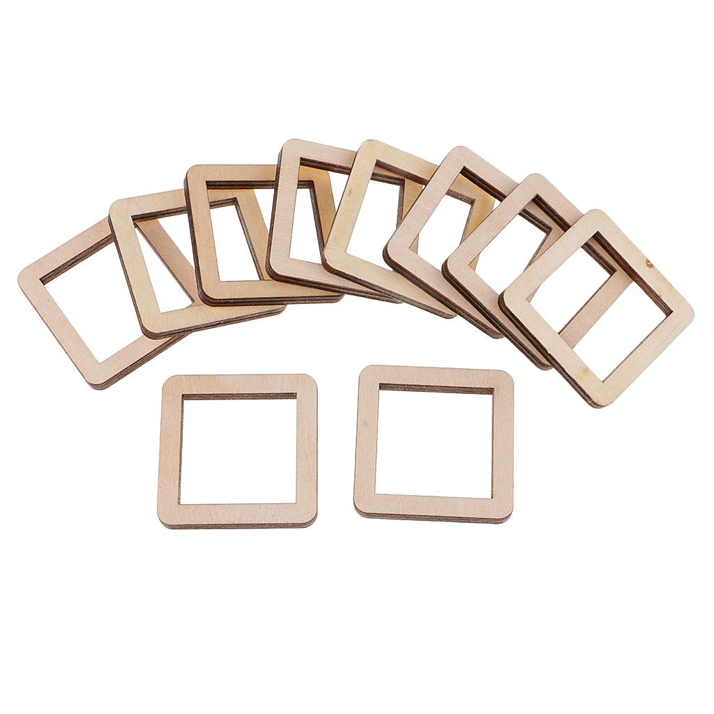 Unfinished Wood Hollow Square Wooden Pieces for Woodcraft Model Making Craft DIY Christmas Wooden Ornament