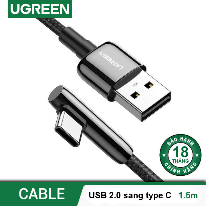 Cáp sạc USB 2.0 sang type C UGREEN US317 sạc nhanh 40W hỗ trợ sạc nhanh Huawei chống mòn - Hàng nhập khẩu chính hãng