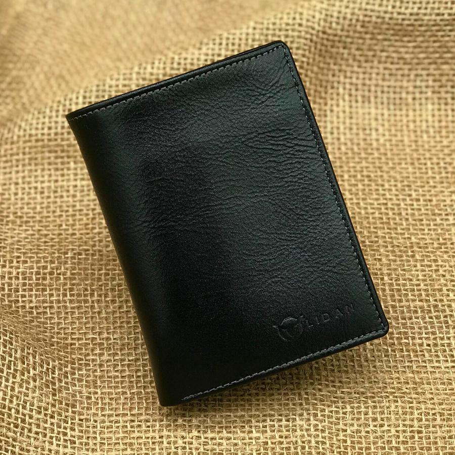 Ví nam da bò thật cao cấp LIDAN, bóp dáng ngang có hộp vintage kèm thiệp đẹp làm quà tặng LD23