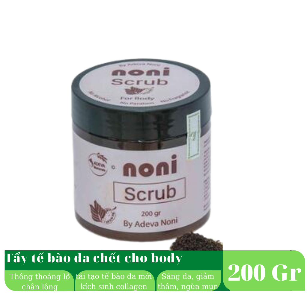 Tẩy tế bào chết Trái nhàu (cho body) – Noni scrub for body 200 gr - Sáng da, giảm thâm, tái tạo tế bào da mới, Kích thích sản sinh collagen - Thành phần thiên nhiên, không cồn, không paraben