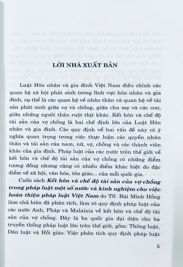 Kết hôn và chế độ tài sản của vợ chồng trong pháp luật một số nước và kinh nghiệm trong việc hoàn thiện pháp luật
