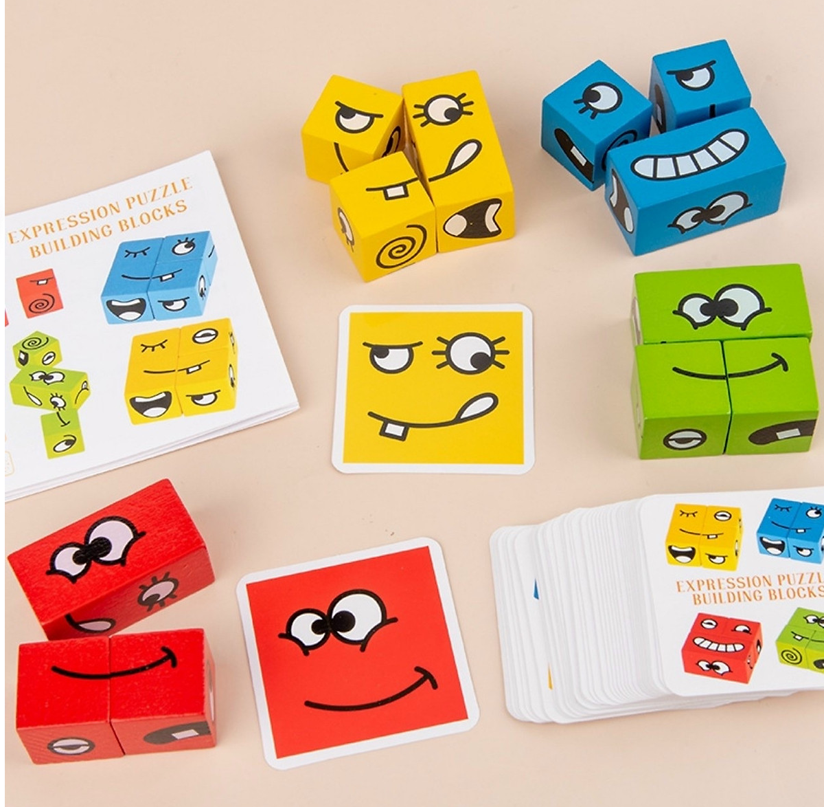 ĐỒ CHƠI XẾP RUBIK BIỂU CẢM GIÚP BÉ THÊM SÁNG TẠO-HT