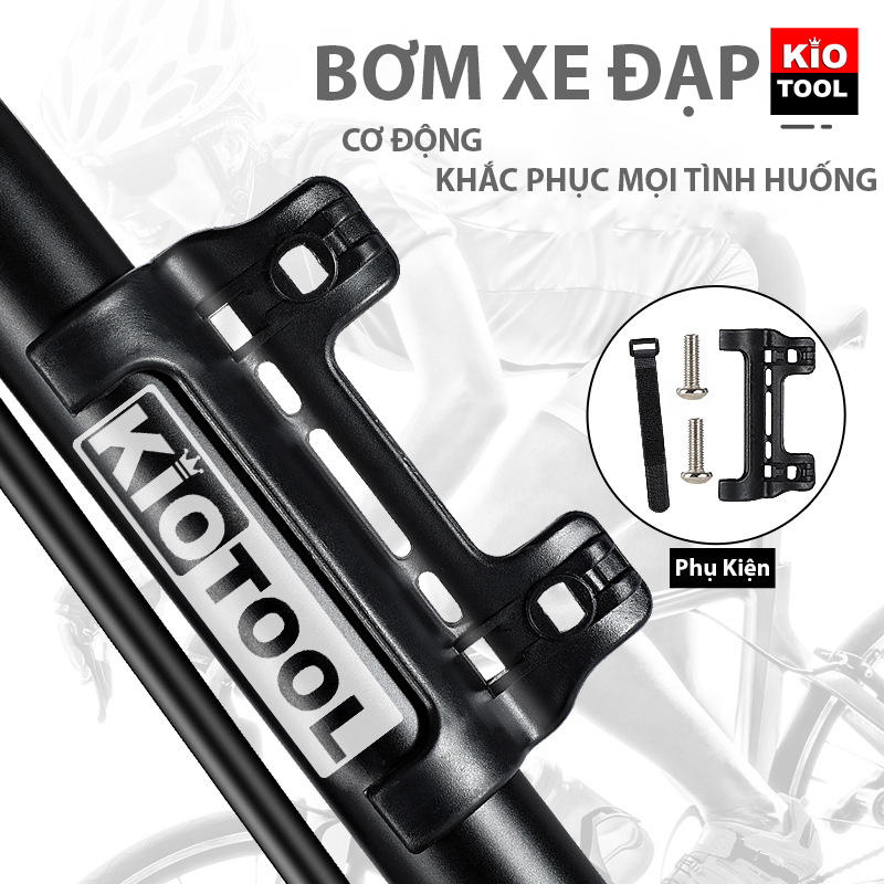 Bơm xe đạp gắn treo xe Kiotool chắc chắn nhỏ gọn cơ động kèm đủ phụ kiện