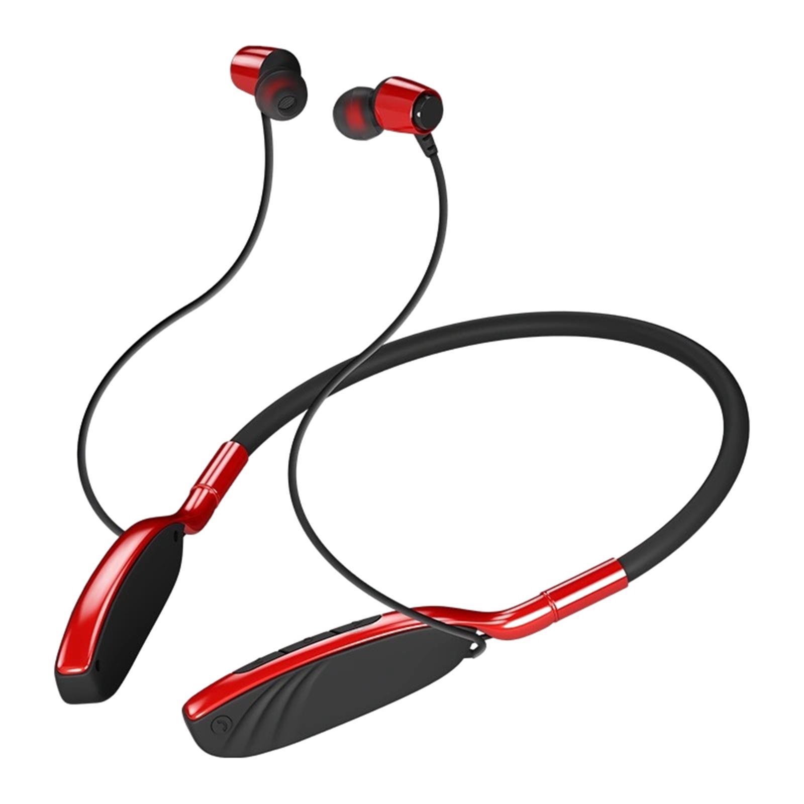 Gym Sport Earphones Wireless w/Mic Bluetooth Headphones for Home Office Red