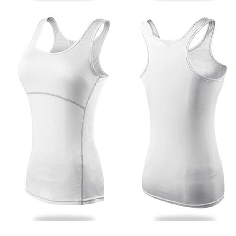 New Yoga Tops Women Sexy Gym áo thể thao Vest Fitness Người phụ nữ quần áo chật không tay áo chạy nhanh tay áo yoga màu trắng Color: black 1pc Size: L
