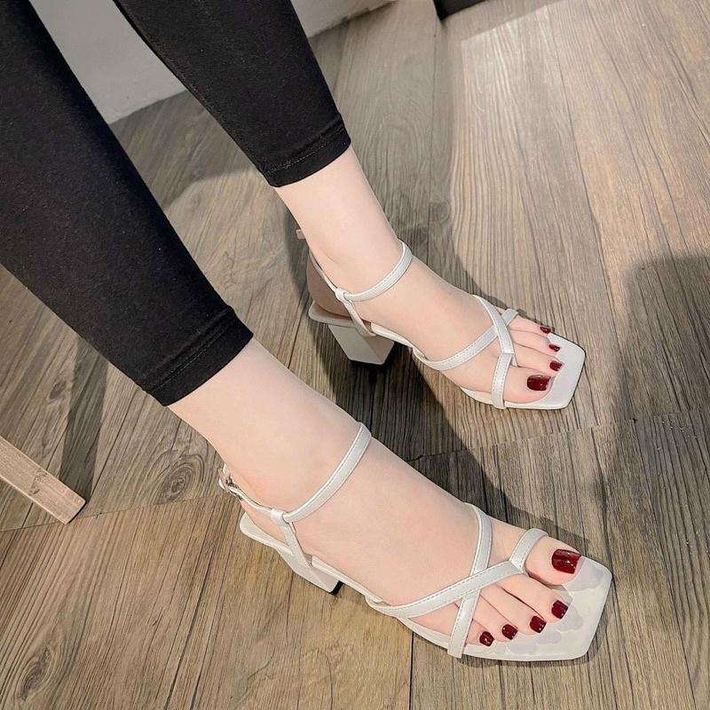 Sandal xỏ ngón nữ gót vuông 5cm mẫu mới 2022 G37 ( hàng sẵn video thật