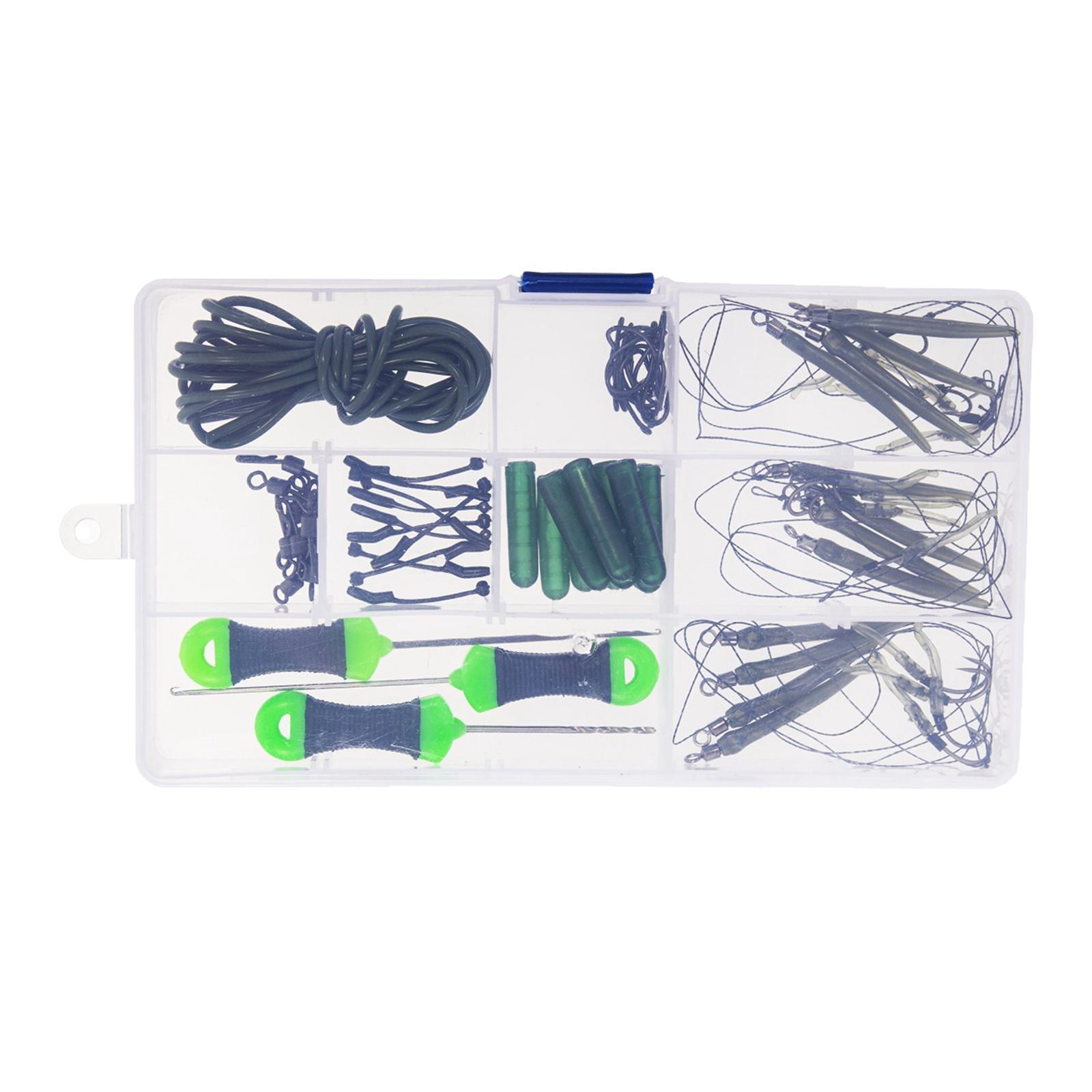 Carp Fishing Accessories Fishing Connectors Rig Tube Hooks Sleeves Carp Fishing Kit with Storage Box