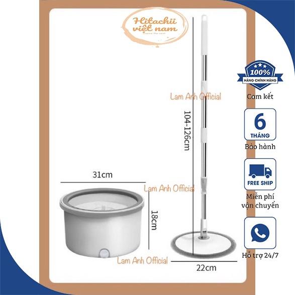 Chổi lau nhà tự vắt thông minh tách nước MOP xoay 360 độ, Cây lau nhà thông minh 360 độ tách nước cán inox kèm thùng