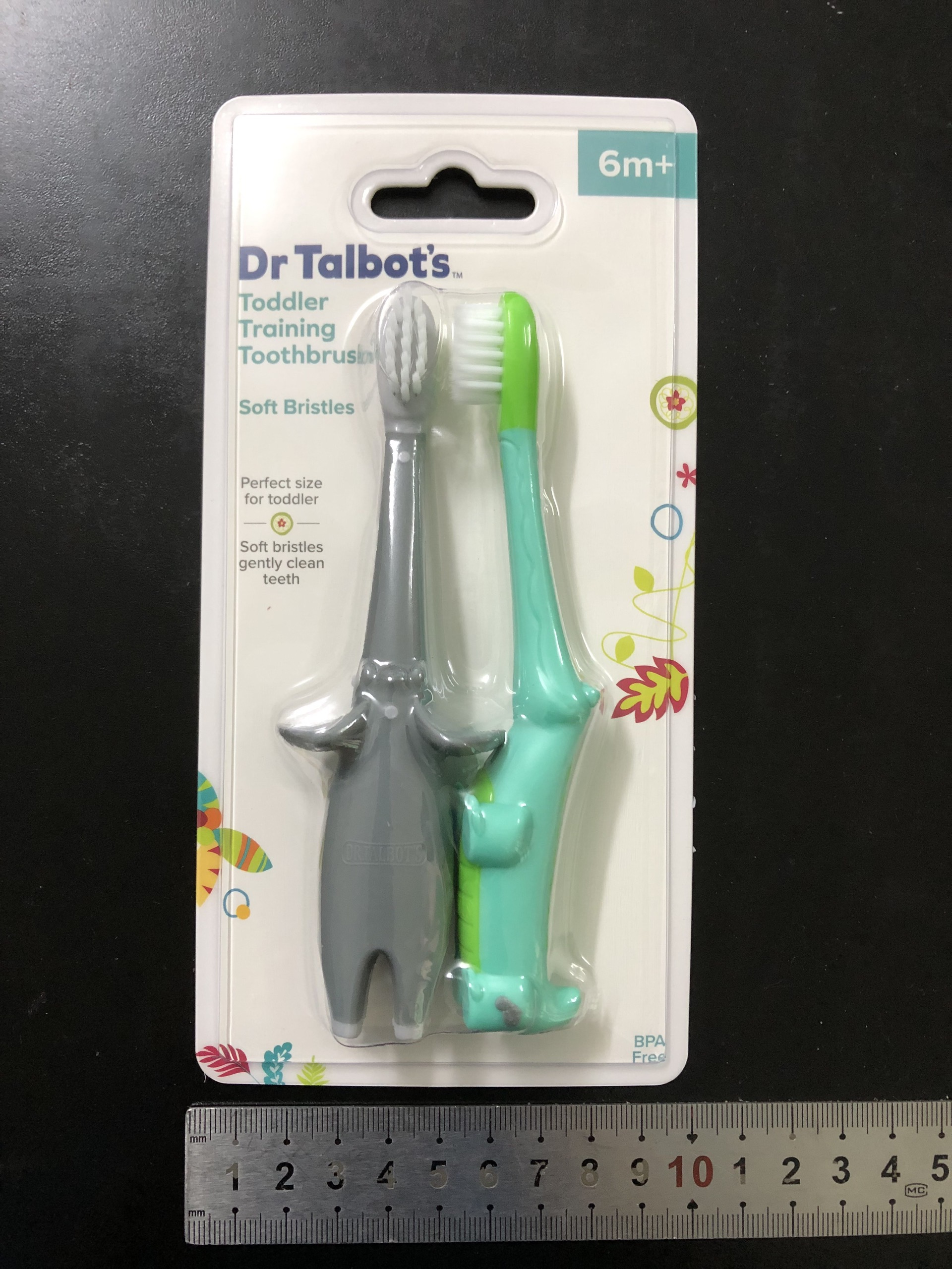 [ 18061- Dr Talbot's ] Bộ 2 bàn chải đánh răng hình con voi và hình con cá sấu cho trẻ từ 6 tháng tuổi trở lên