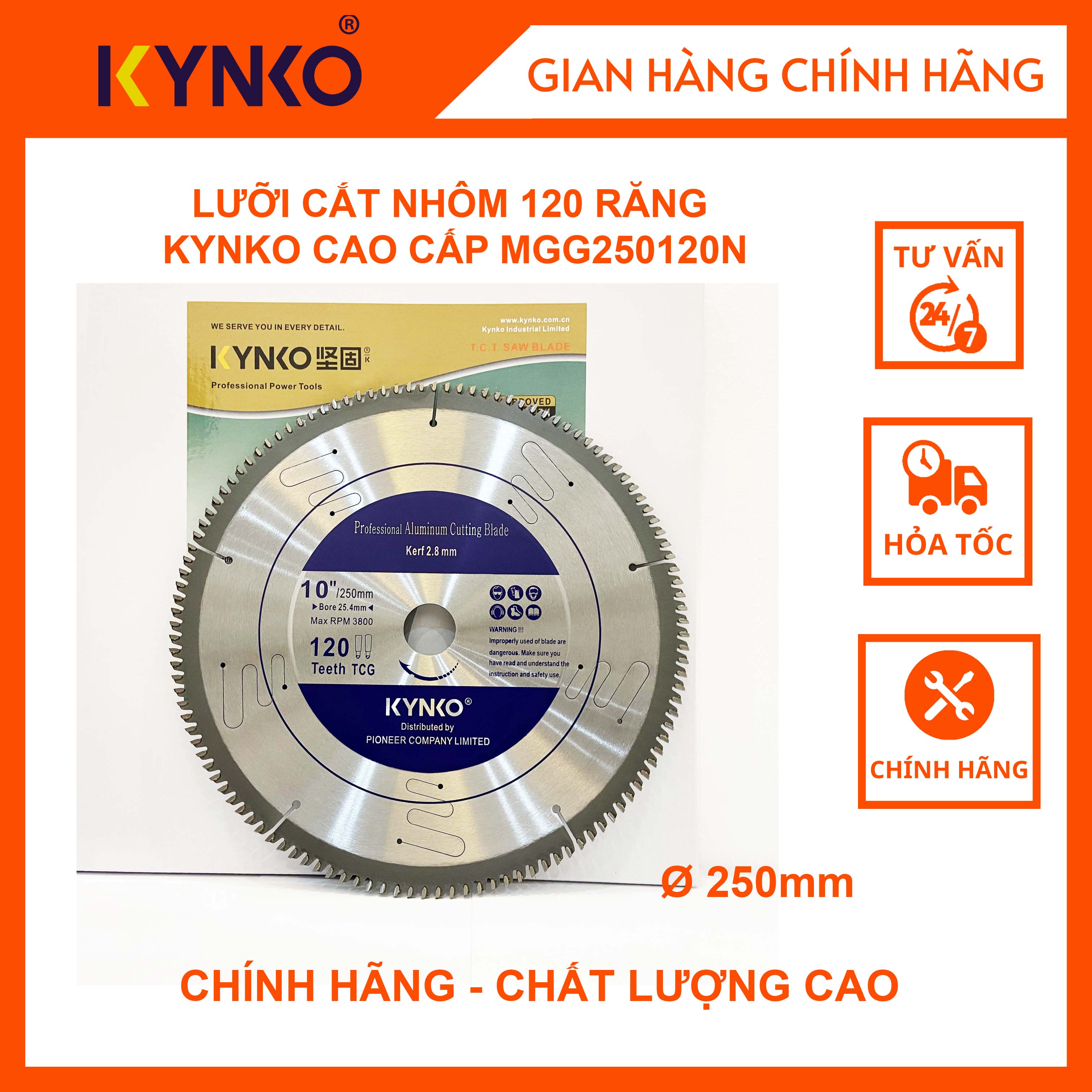 LƯỠI CẮT NHÔM 120 RĂNG KYNKO MGG250120N CHÍNH HÃNG GIÁ TỐT