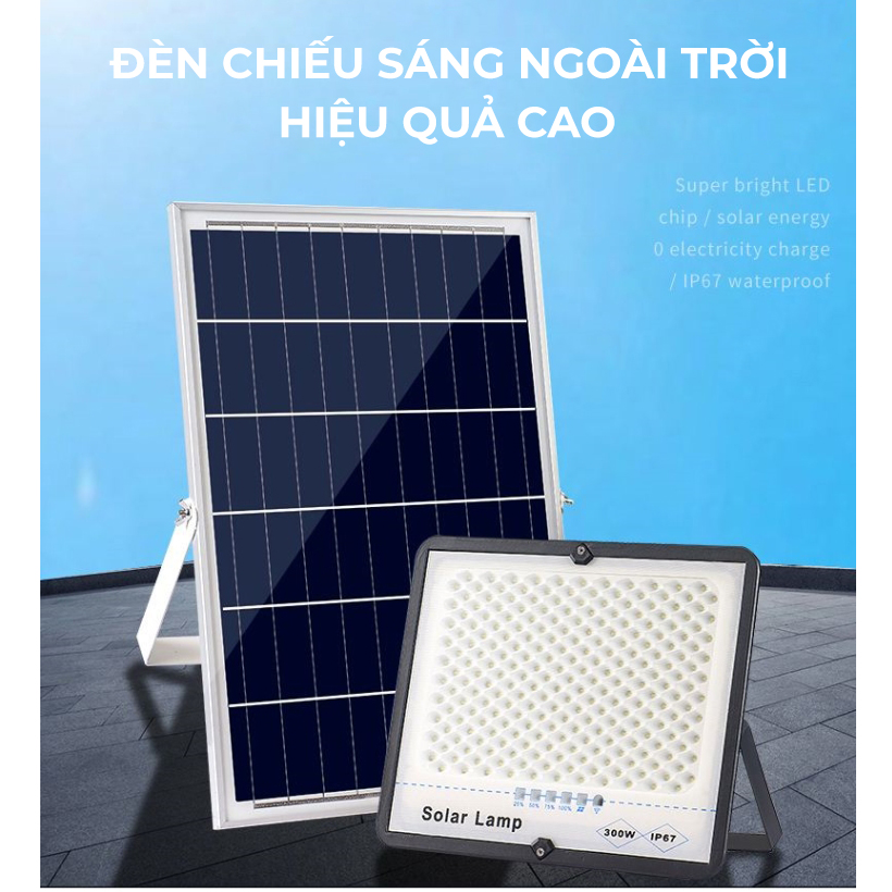 Đèn Led năng lượng mặt trời, chiếu sáng sân vườn, thời gian sạc nhanh và sáng lâu, kèm điều khiển từ xa