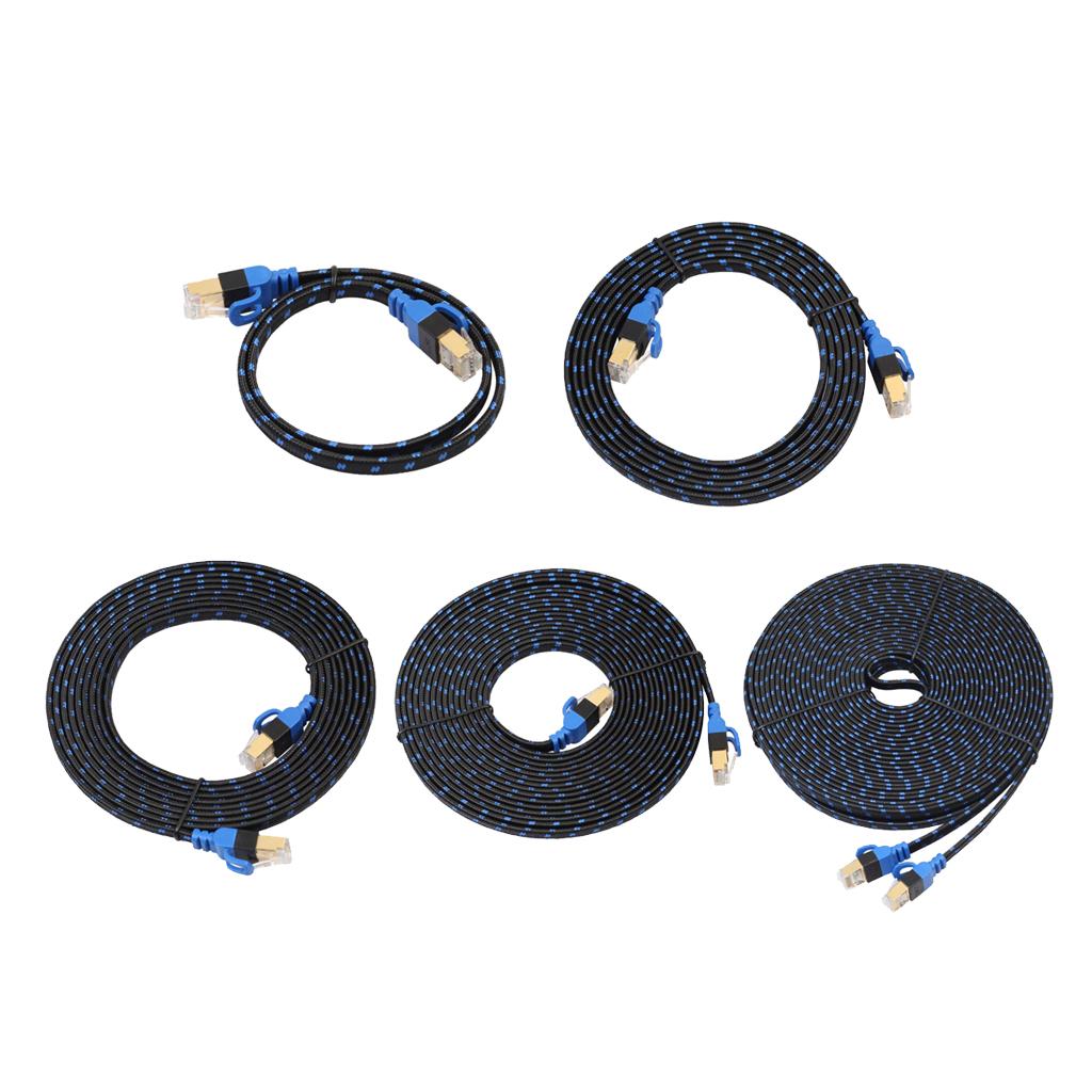 Cat7 Ethernet Cable 10 Gigabit Flat Patch Network LAN Cord For PC