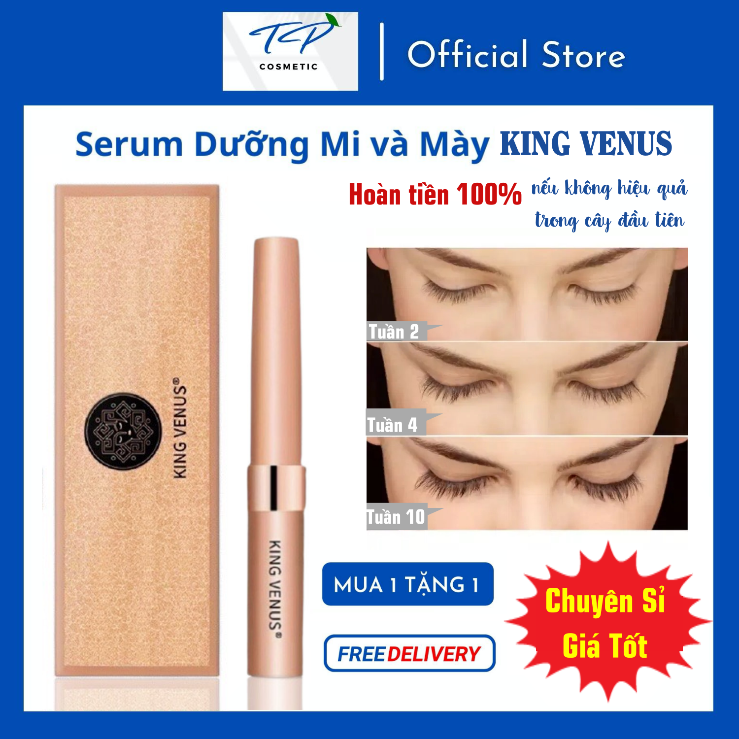 Serum Dưỡng Mi và Mày KING VENUS: Dưỡng Lông Mi và Lông Mày Dài, Dày, Rậm tự nhiên chỉ sau một cây!