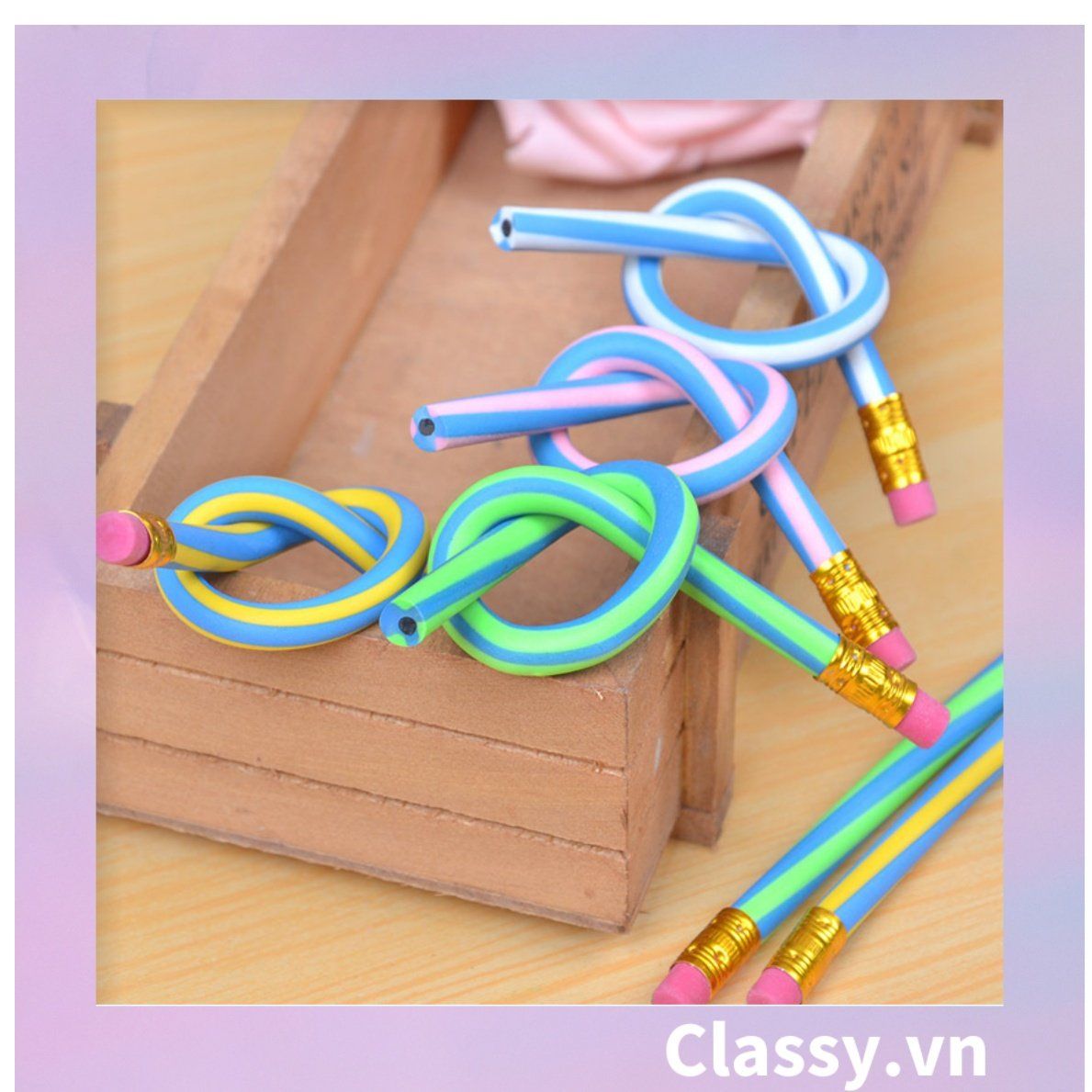 Bút chì mềm 30cm PVC sọc màu bút chì HB dẻo có thể gấp tròn lại được sáng tạo PK1820