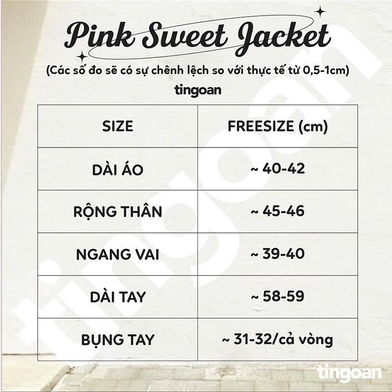 Áo khoác tweed crop cổ bẻ trắng tingoan PINK SWEET JACKET/WH