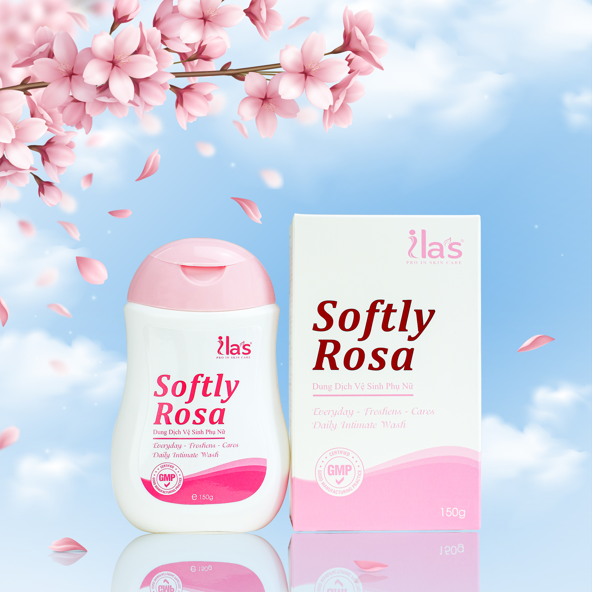 DUNG DỊCH VỆ SINH PHỤ NỮ SẠCH THƠM - HỒNG KHÍT Softly Rosa ILA'S