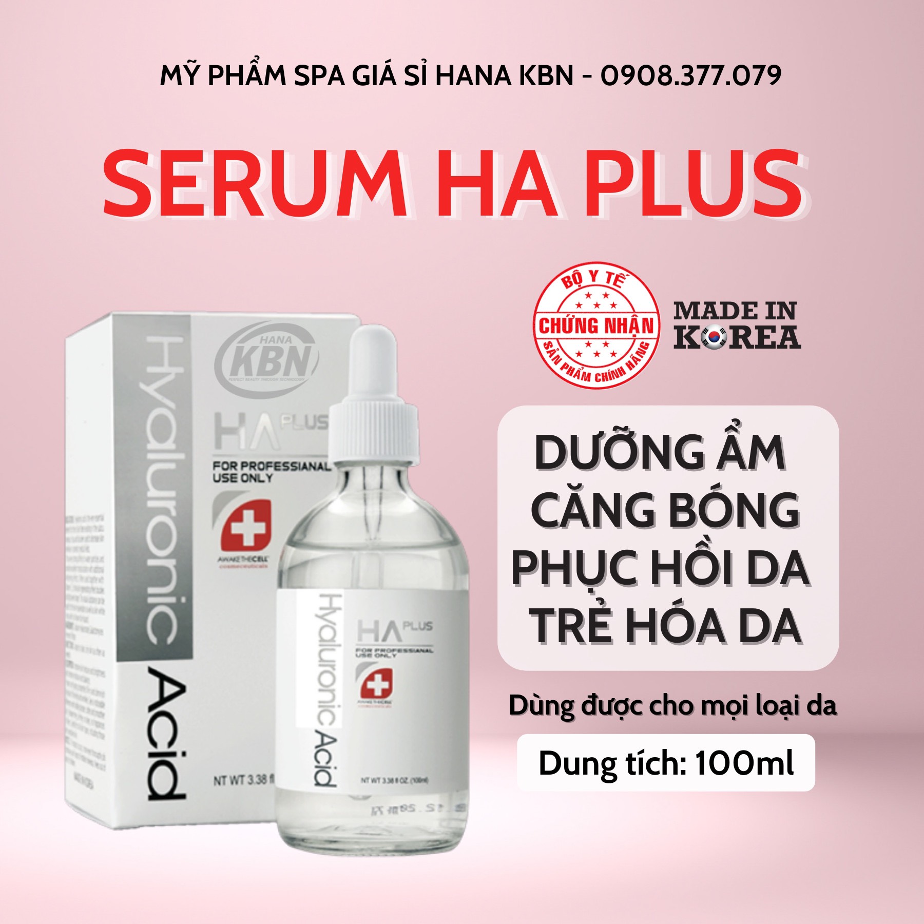 Combo 50 Chai Serum HA Plus 100ml - Xuất Xứ Hàn Quốc - Cấp Nước, Dưỡng Ẩm, Căng Bóng Da (Chính Hãng)