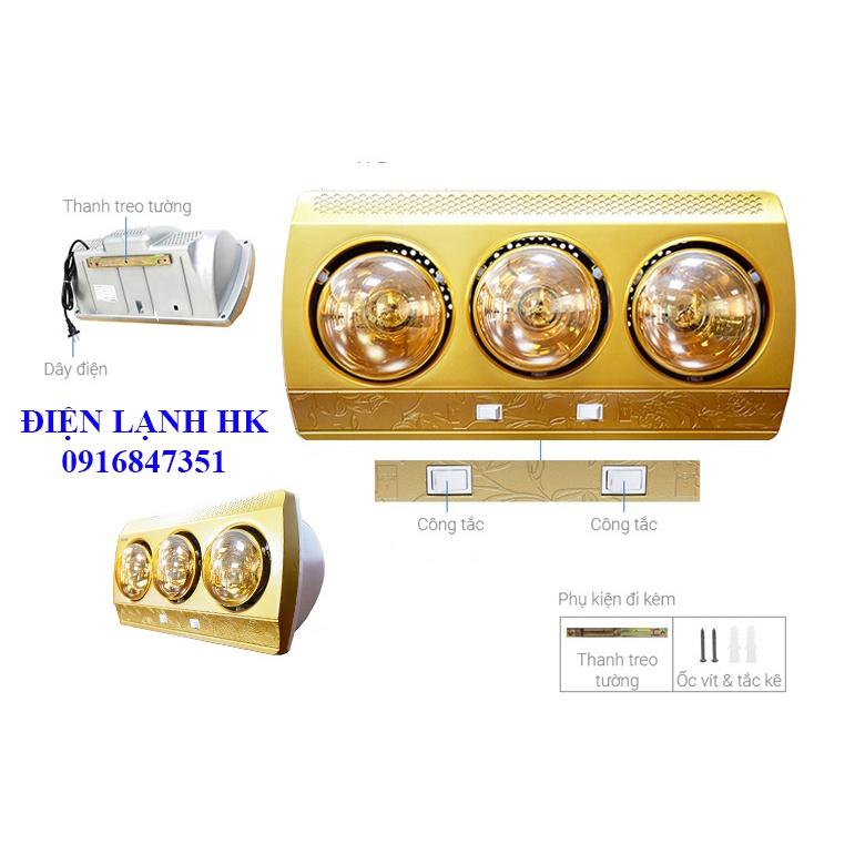 Đèn sưởi nhà tắm treo tường 2 bóng,3 bóng sưởi ấm nhanh, điều chỉnh từng bóng tiện lợi, chống cháy nổ