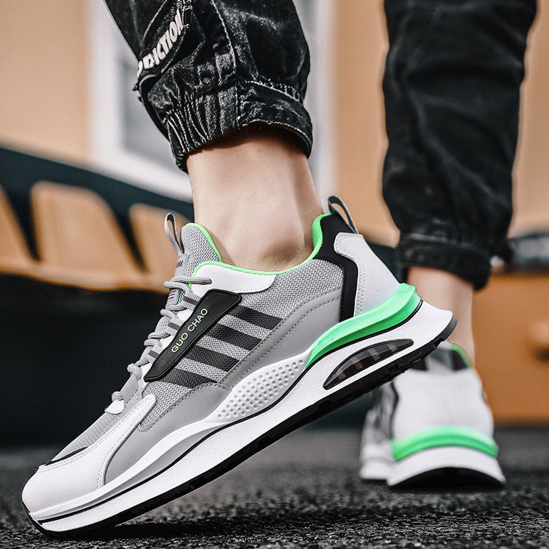Giày Thể Thao Nam GEMI- Giày Sneaker Màu Đen Viền Xám - Xám, Giày Thể Thao Đế Êm, Hoạt Động Ngoài Trời Tối Ưu, Vải Thoáng, Khử Mùi Hôi Chân - G5256