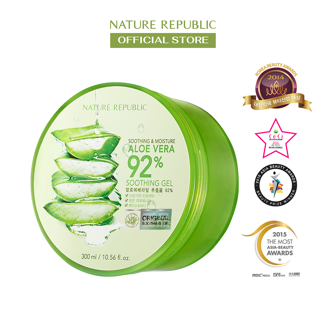 Combo NATURE REPUBLIC Gel Dưỡng Lô Hội 300ml và Nước Tẩy Trang Mineral 500ml