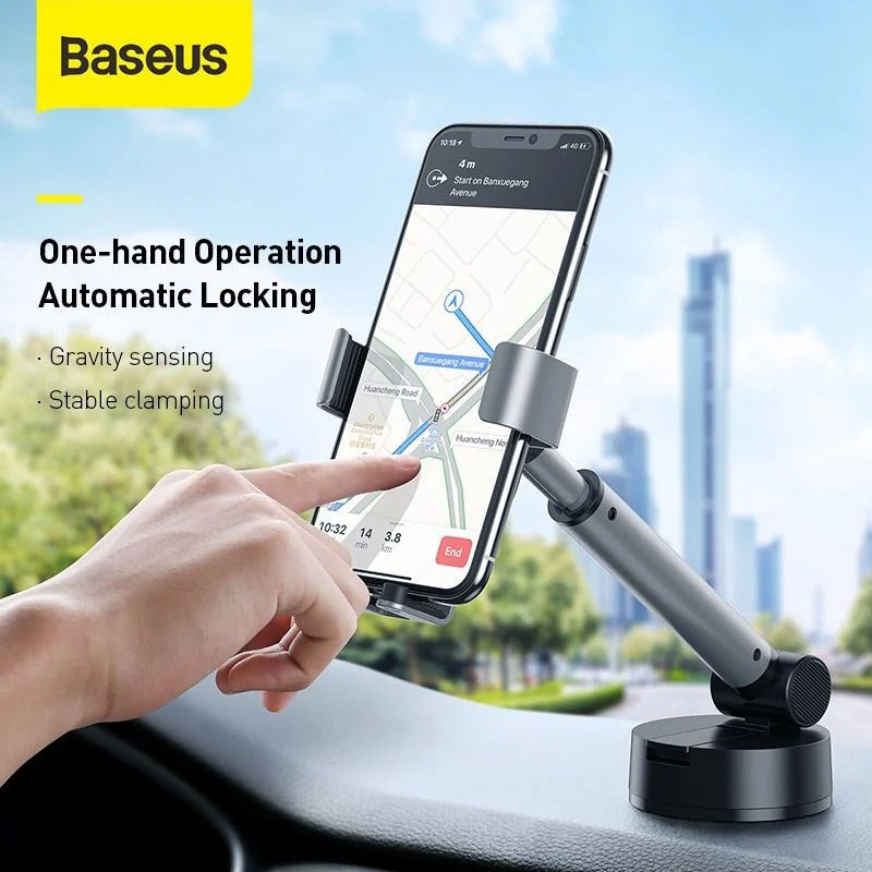 Bộ giá treo điện thoại dùng gắn kính hoặc táp lô trên xe hơi Baseus Simplism Gravity (Car Mount/ Holder with Suction Base)-HÀNG CHÍNH HÃNG