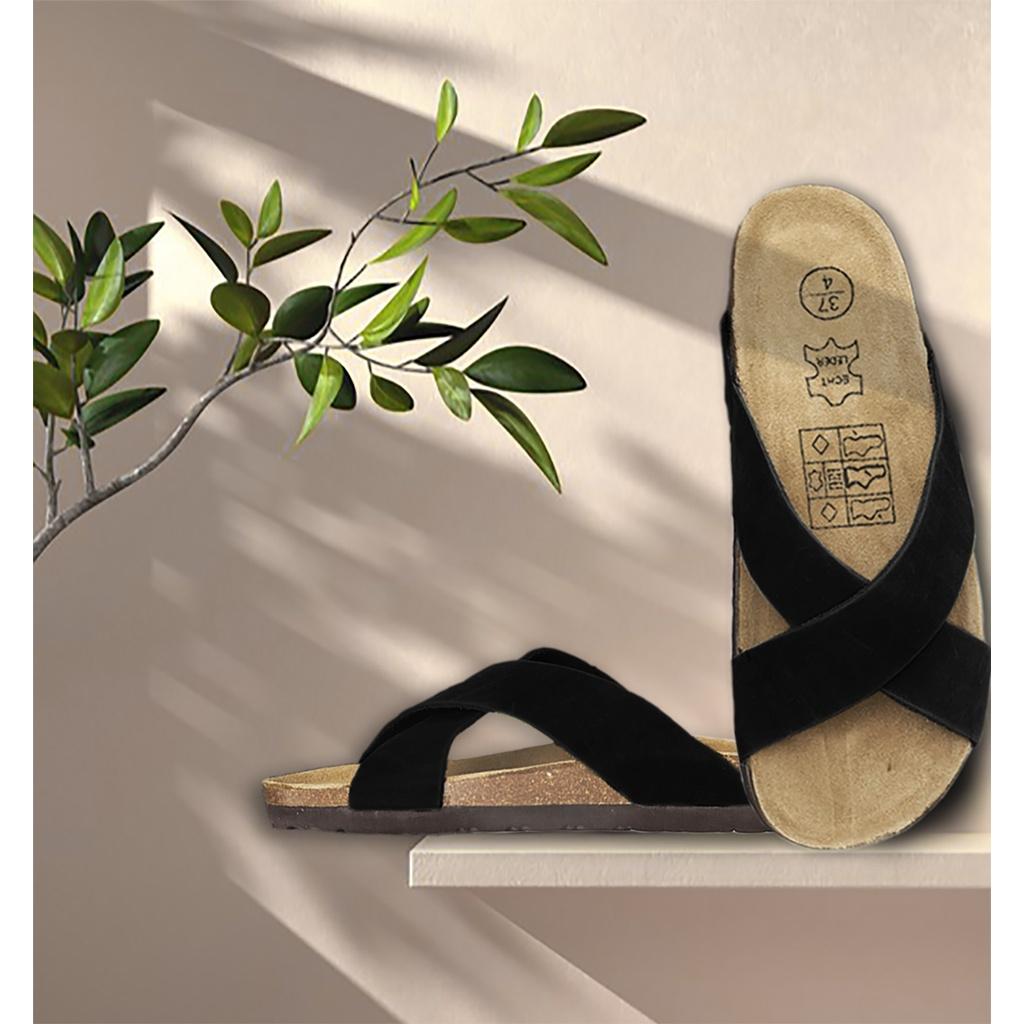 Dép đế trấu Unisex Da Quai chéo
