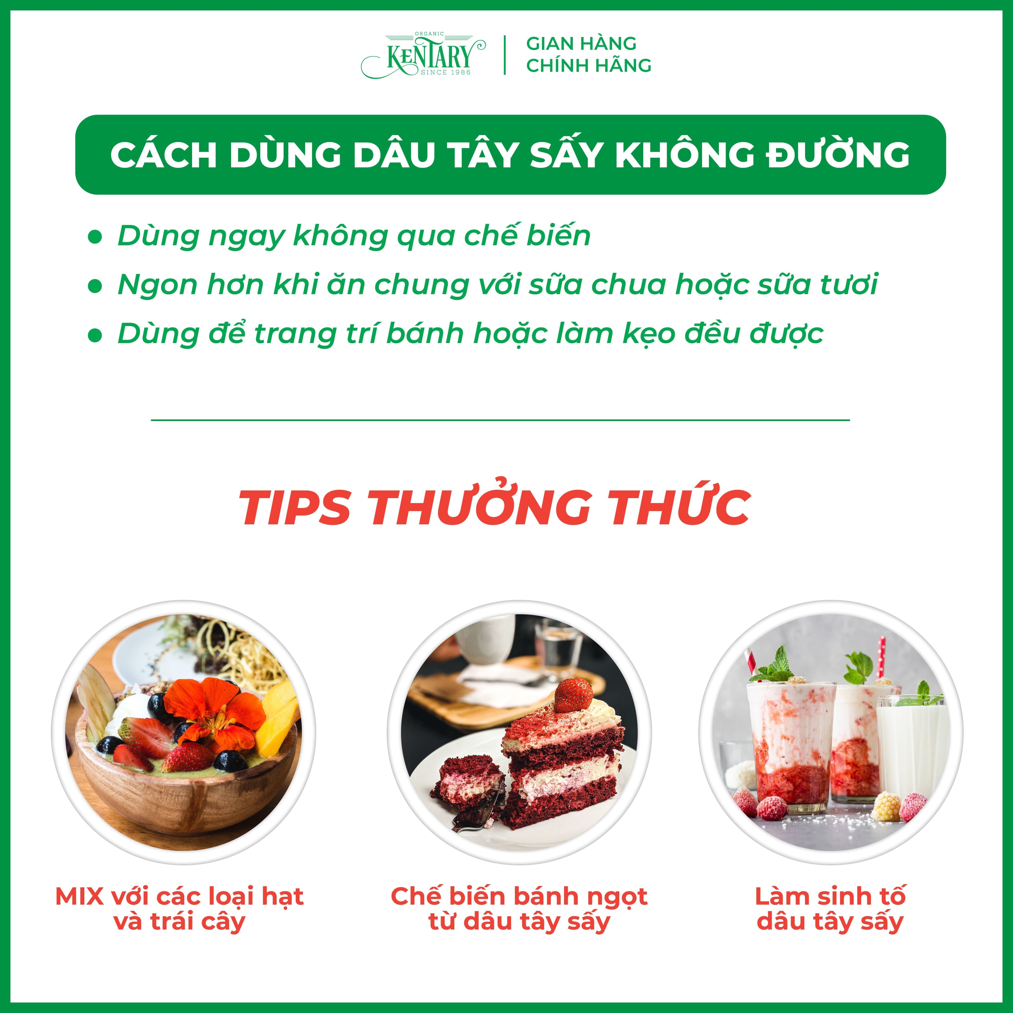 Dâu tây Đà Lạt sấy dẻo không đường Kentary