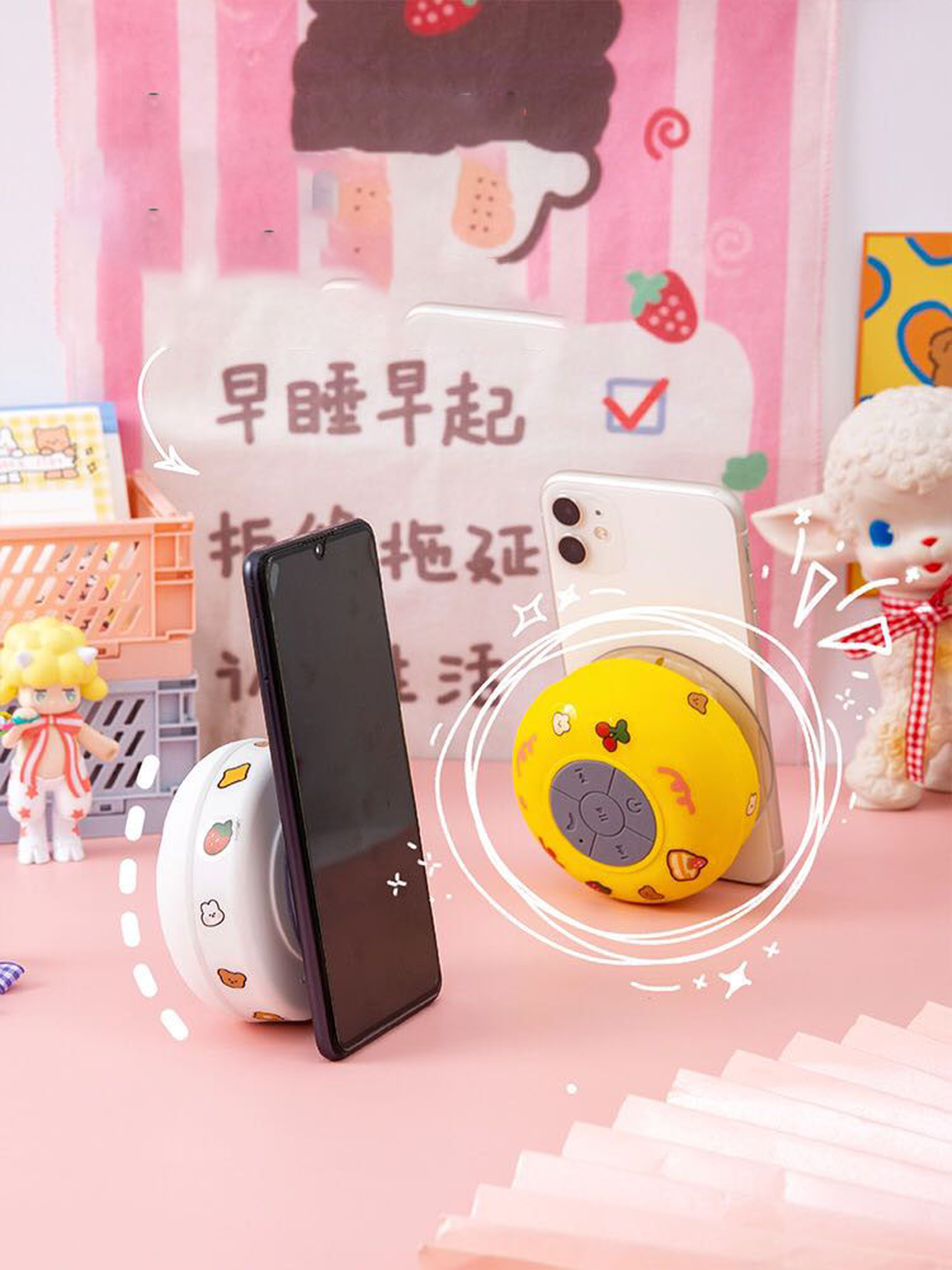 Loa BLuetooth Không Dây Chống Nước Gắn Tường, Nhà Tắm ( kèm dây sạc usb ) - Tặng kèm sticker dán cute