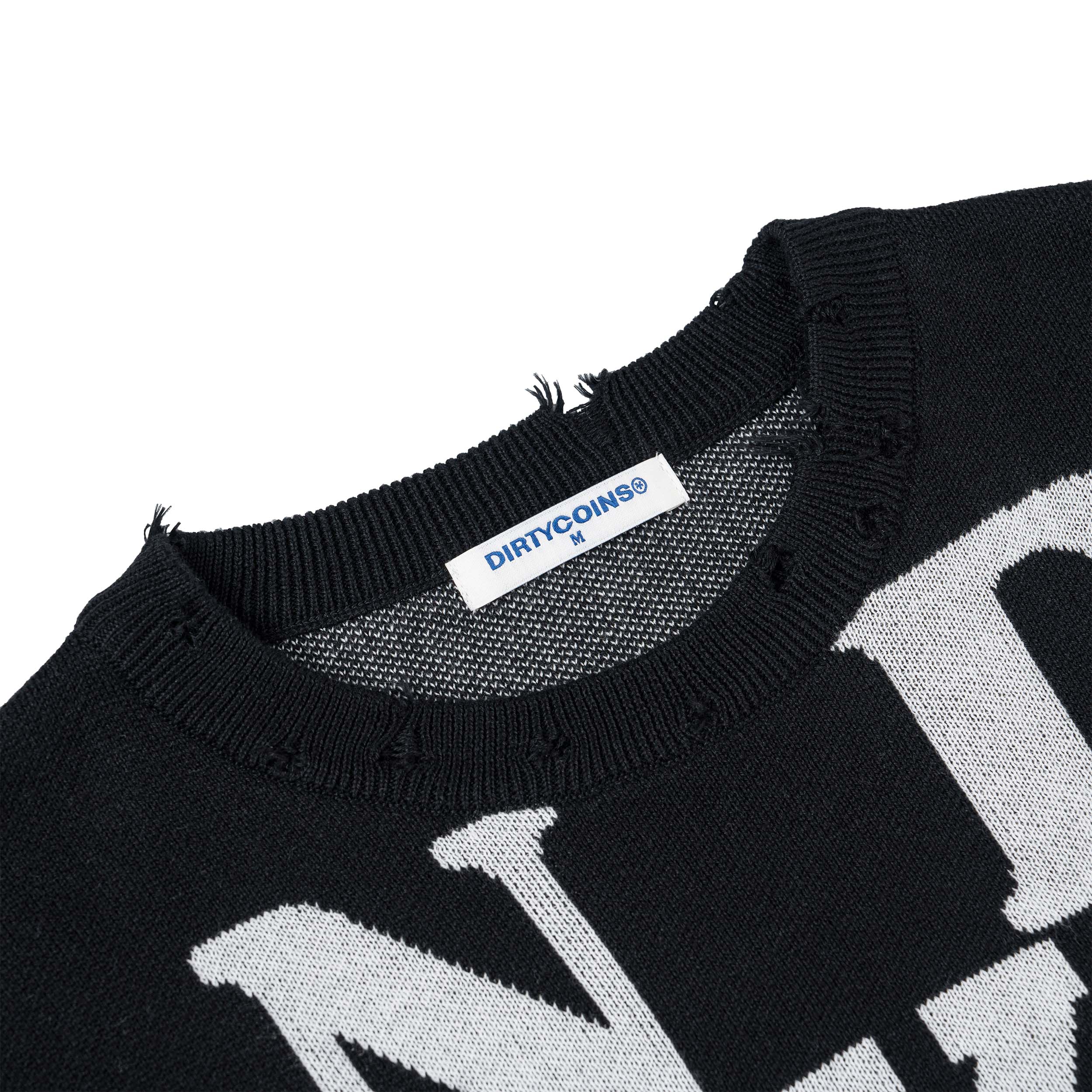 Áo Khoác DirtyCoins Letters Monogram Knit Sweater - Black