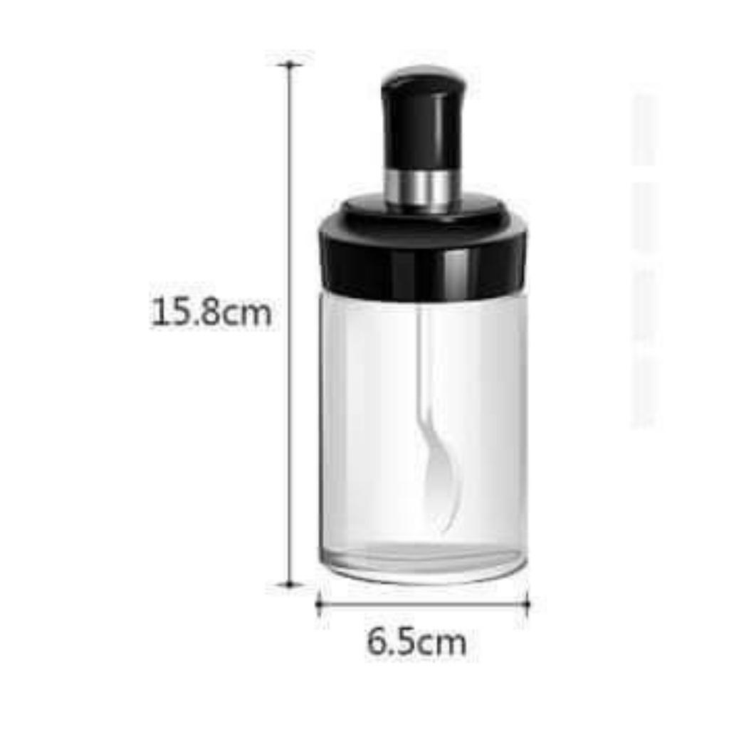 Hủ đựng gia vị đẹp có kèm thìa - Lọ thủy tinh đựng gia vị kèm muỗng dung tích 250mL tiện lợi