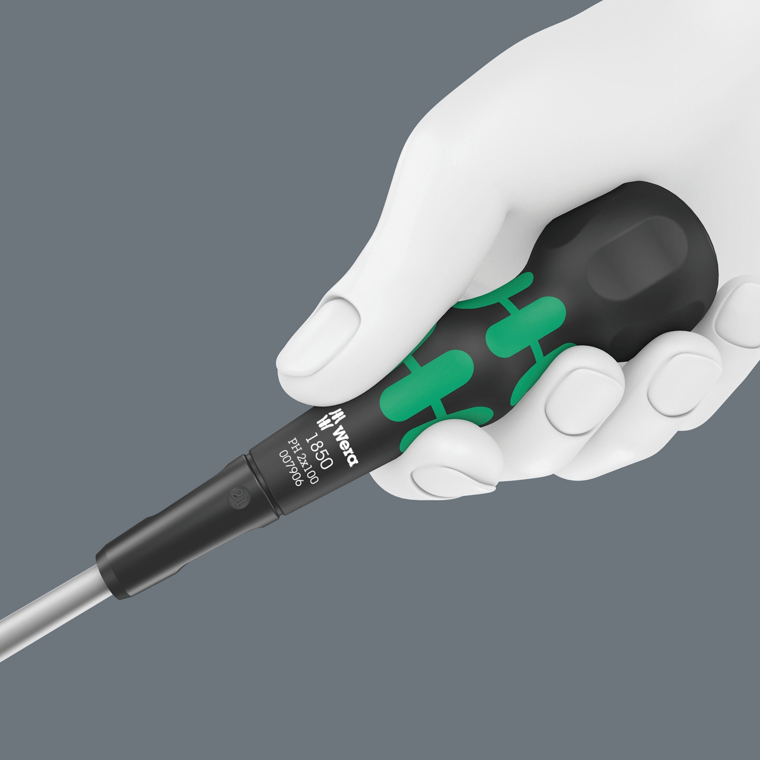 Tua vít 4 cạnh cán tròn Ball-Grip PH2 Wera 05007907001 1850 PH 2 x 150 mm với mũi vít Lasertip chống trượt vít