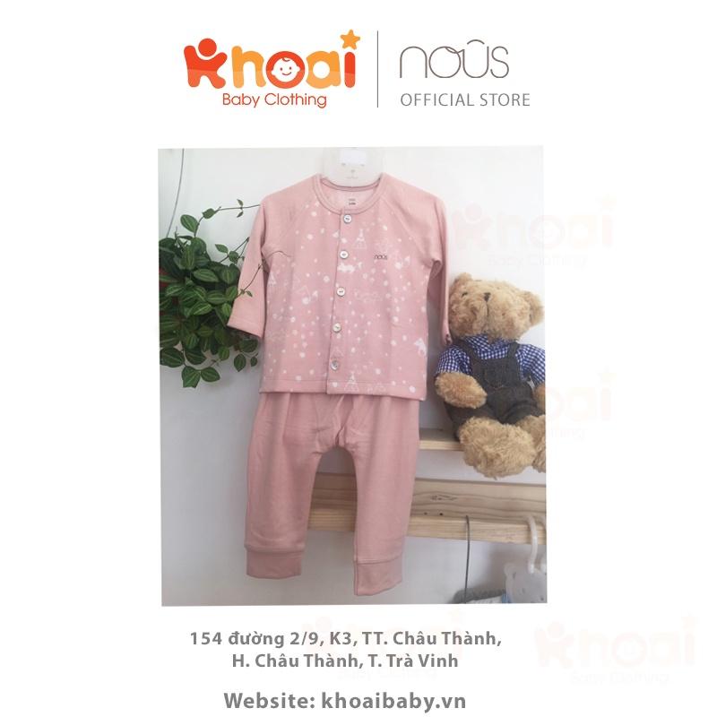 Bộ cài thẳng dài Nous cáo hồng đào - Chất liệu Nu Velours 95% cotton thiên nhiên