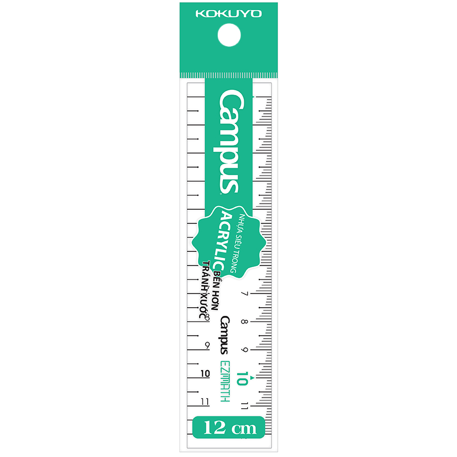 Thước Kẻ Campus Acrylic 12cm - RL-EZM-A12 - Màu Xanh Lá